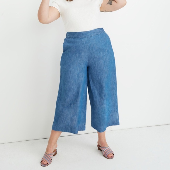 Madewell Chambray Huston Pull-On Crop Pants - Picture 1 of 12